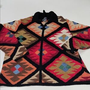 Northern Isles geometric boho western zip up cardigan medium